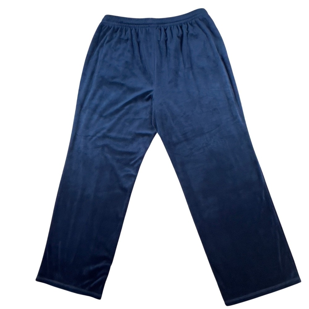 Sunday Cozy Y2K Navy Blue Velour Relaxed Straight Stretch‎ Comfort Track Pant 1X